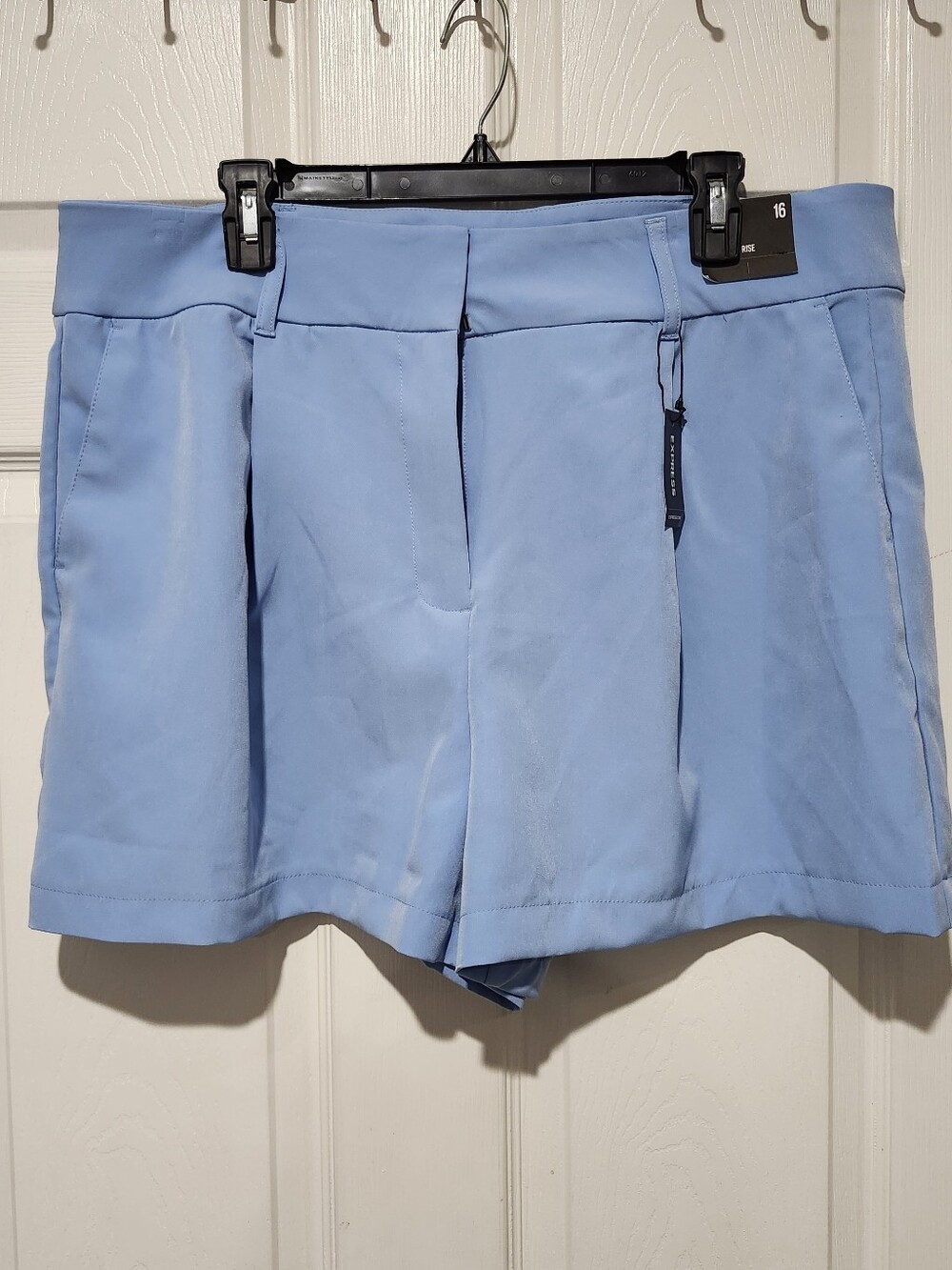 Express Shortie Super High Rise Shorts Light Blue Size 16 NWT